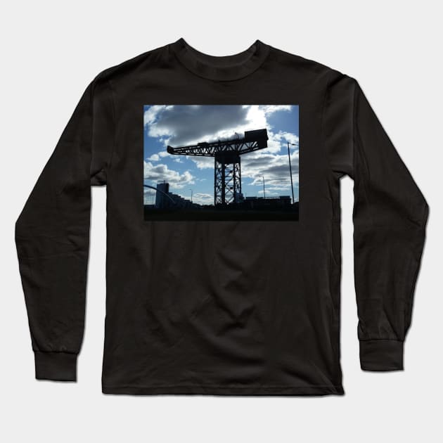 Scottish Photography Series (Vectorized) - Finnieston Crane Glasgow Long Sleeve T-Shirt by MacPean